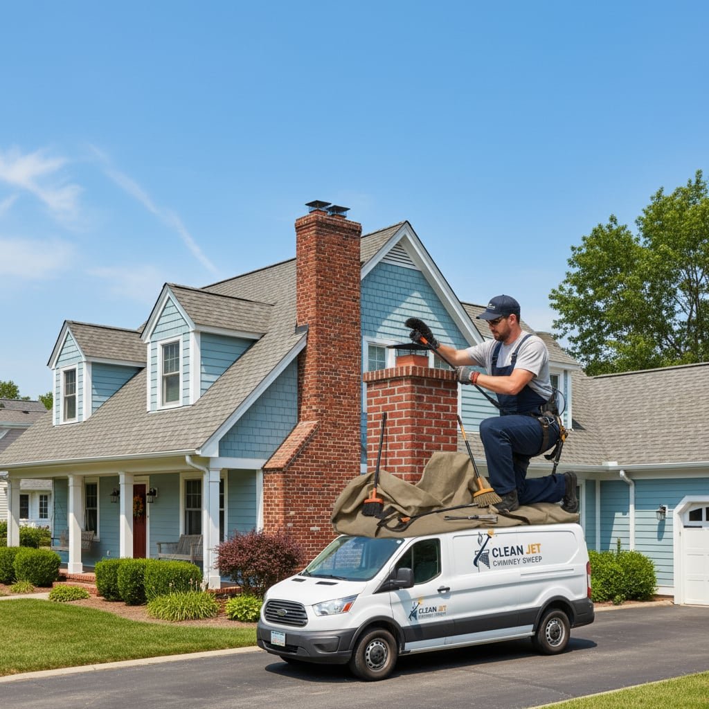Clean Jet Chimney Sweep team working on chimney